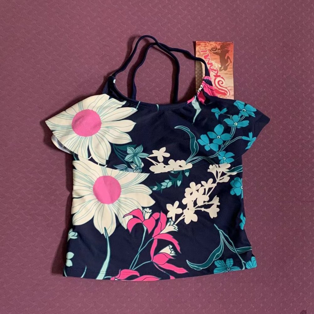 Kanu Surf Girls' Charlotte Flounce Tankini Beach Swimsuit  Size: 7